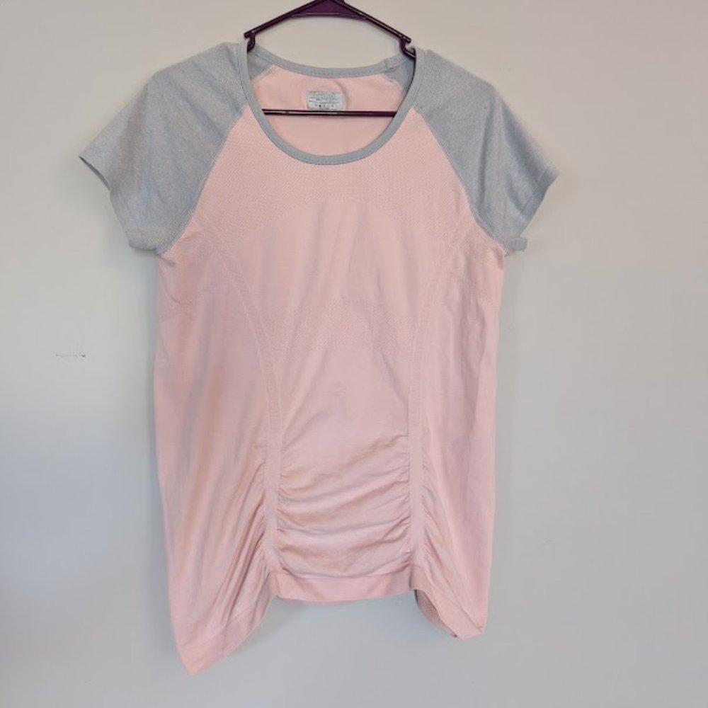 Athleta pink and gray short sleeve top / Large